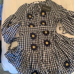 Embroidered gingham dress